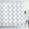 ABAKUHAUS Anker Duschvorhang, Retro maritimes Design, Stoffliches Gewebe Badezimmerdekorationsset mit Haken, 175 x 180 cm, Marineblau Weiß