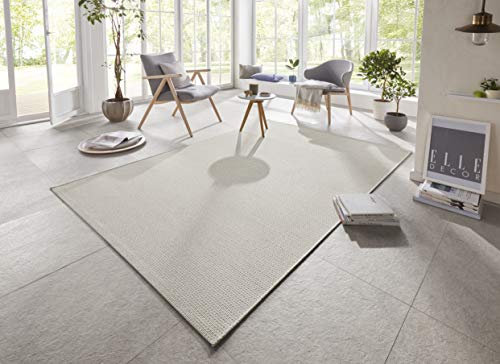 Elle Decoration Millau In- und Outdoor Teppich 200x290cm – Kurzflor Wetterfest Wasserfest Modern Plain Unifarben Design für Terrasse Balkon Wohnzimmer Schlafzimmer Esszimmer Küche Flur in Beige Taupe