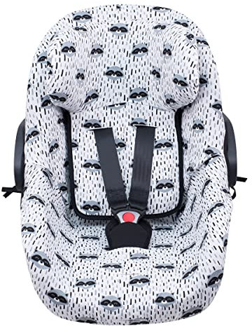 JYOKO KIDS Bezug für Autositz kompatibel mit Pég Perego Primo Viaggio, Uppababy Mesa GO, aus Baumwolle (RACCOON)