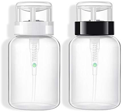 Empty Plastic Dispenser Bottle, 2Pcs 200ml Press Pumping Empty Plastic BPA Free Nail Polish Remover And Bottle Cleaner