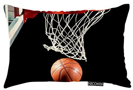 Nicokee Dekokissenbezug Basketball mit Reifen, 50,8 x 30,5 cm, Schwarz