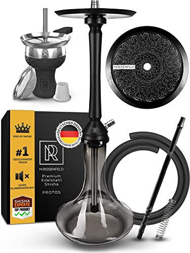 Juego Completo De Cachimba Shisha M. ROSENFELD PROTOS - Grande 75cm - Con Todos Premium Accesorios Cachimba: Cazoleta De Chimenea, Tubo, Plato, Boquilla e Manguera Cachimba Grande Portatil Narguilé