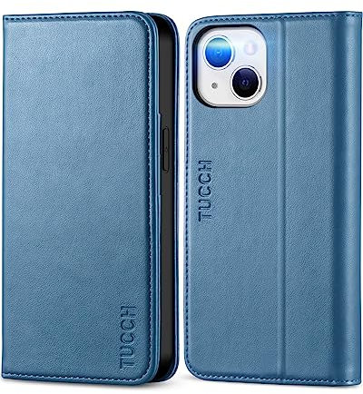 TUCCH Hülle für iPhone 13, Schutzhülle iPhone 13 mit Kartenfach [ TPU] [Standfunktion] [Magnet], Lederhülle Klappbar, Stoßfest Flipcase, Brieftasche kompatibel mit iPhone 13 (6,1 Zoll) Blau