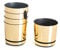 KORAD Ensemble de 5 Pots avec Soucoupe d'un diamètre de 14 cm, Motif 011 - Or Brillant ; Glamour ; Moderne, Haute Brillance, Style Classique, Rustique, loft, pour Plantes, Herbes.