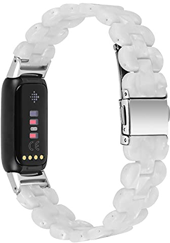 AISPORTS Harz Armband Kompatibel mit Fitbit Luxe Armband Damen Herren, Stilvolles Schlankes Leichtes Harz Armband Edelstahl Metallschnalle Ersatzarmband für Fitbit Luxe Fitness and Wellness Tracker