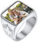 FaithHeart Personalisierter Fingerring mit Kreuz Symbol Edelstahl Siegelring mit Kreuz Symbol Damen Herren Bild Fingerring mit Gravur für Weihnachten Vatertag