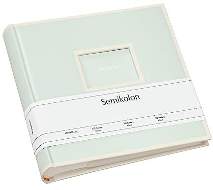 Semikolon 364067 200 Pockets Album - 23 x 22,3 cm - 100 Seiten cremefarben, für 200x 10x15 Fotos - moss pastell-grün