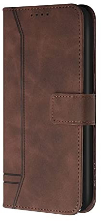 Pochette en Cuir pour Téléphone Portable Xiaomi Redmi 7A,Coque Résistant aux Chocs Robuste Clapet Bourse Etui Housse avec Aimanté et Béquille,Café