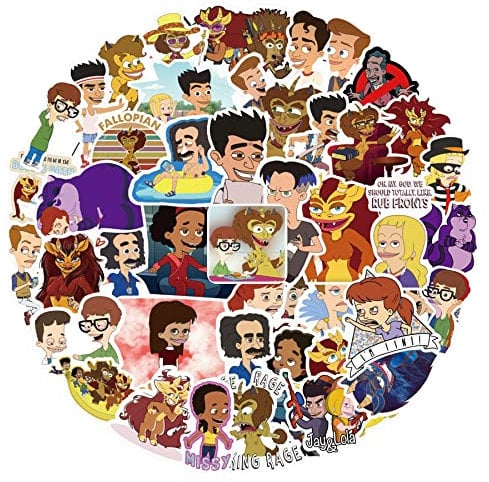 50 Stück Big Mouth Merchandise Aufkleber-Set, niedliche Cartoon-Vinyl-Aufkleber, wasserdicht, Graffiti-Aufkleber für Wasserflasche, Skateboard, Laptop, Telefon, Auto-Aufkleber für Erwachsene