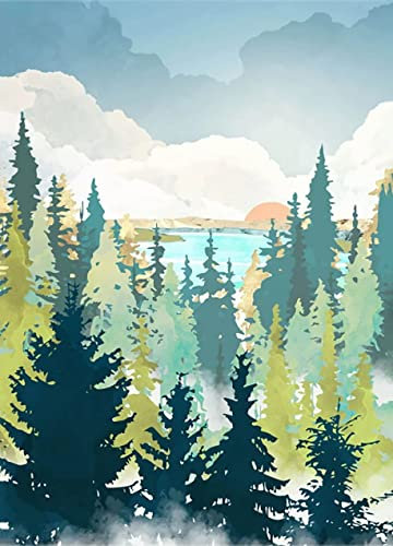shixpiov Diamond Painting Wald und See, DIY 5D Diamond Painting Natur Landschaft Bilder, Full Drill Diamant Malerei kits Als Geschenk und Home Wand Dekor(30×40cm)