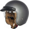 Jethelm mit Visier by BS Way: Hochwertiger Motorradhelm, ECE-Zertifiziert für Herren und Damen - Ideal für Roller, Moped, Mofa und Scooter - Retro Helm Design, Halbschalenhelm Matt Grau