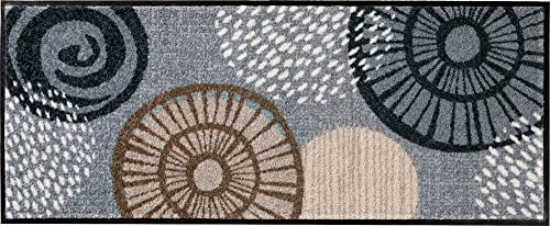 Erwin Müller Fußmatte Neuwied, Schmutzfangmatte, Sauberlaufmatte Blumen Silber/braun Größe 40x100 cm - langlebig, pflegeleicht, rutschfest, für Fußbodenheizung geeignet