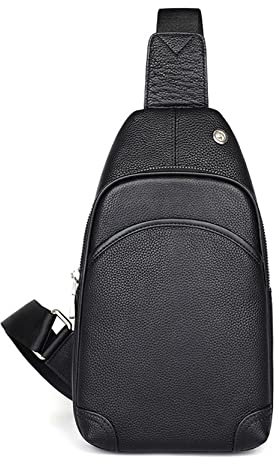 Brusttasche Herren Sling Bag Schultertasche, Umhängetasche Männer Brusttasche Vintage Echtes Leder Sling Brusttasche Leichte Brust Umhängetasche Radfahren Wandern Reisen Tagesrucksack Multifunktions S