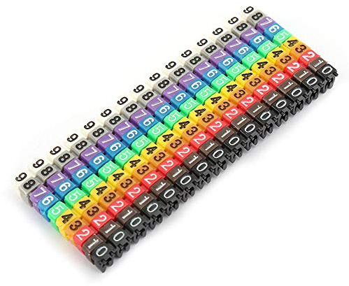 Wire Numbering Marker Colorful Wire Markers Number 0-9 Cable Markers Wire Number Labels, Clip-On Design Cable Marker Tube for Marking the Color-Coded Cables (100Pcs 2.5mm2)