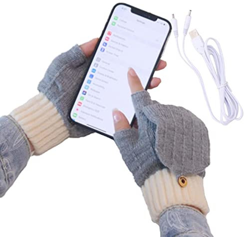 Bexdug USB-beheizte Handschuhe | USB-Handwärmer-Handschuhe zum Tippen auf 2 Seiten Wärme - Fingerlose Unisex-Handschuhheizung zum Wandern, Skifahren, Camping