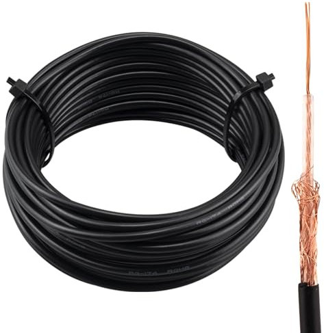 urcianow RG174 - Cavo coassiale da 10 m, a bassa perdita RG174, 50 Ohm, per sistemi di sicurezza fai da te, reti di computer, controllo accesso, applicazioni di automazione domestica..