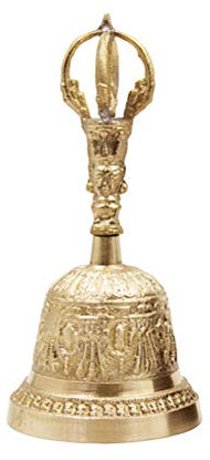 Hztyyier Campana de Meditación Budista Tibetana Dorje Vajra, Campanas de Oración Hechas a Mano, Latón para el Templo, Boda en Casa