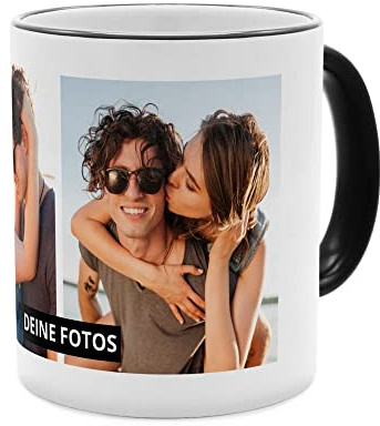 PhotoFancy® - Fototasse 'Collage' - Personalisierte Tasse mit eigenem Foto - Schwarz - Layout Collage 2 Bilder