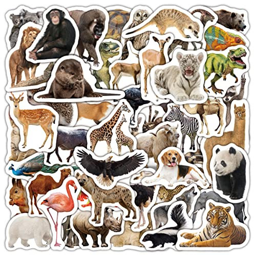 Aufkleber Tier Kinder Stickers 50 Stück, Realistisch Animal Vinyl Decals für Laptop Scrapbook Kindle Koffer