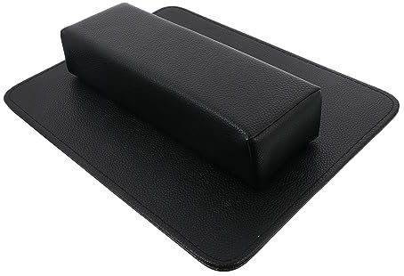 FRCOLOR 2pcs Manicure Hand Rest Cushion Set Pu Leather Hand Pillow Litchi Texture Washable Arm Support Pads Black for Nail Art Salon and Home Use