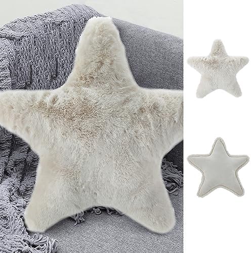 Cepewa Dekokissen Stern │ 100% Polyester sternförmig Creme 45x45cm │ Sofakissen Kuschelkissen 170g Füllung (1 x Dekokissen Stern Creme)