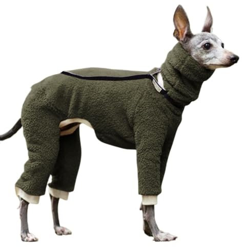 VOODUE hundemantel Italienischer Windhund-Kapuzenpullover, warme Winter-Fleecejacke, hoher Kragen, Whippet-Kleidung, Hunde-Winterkleidung (Color : Army Green, Size : L)