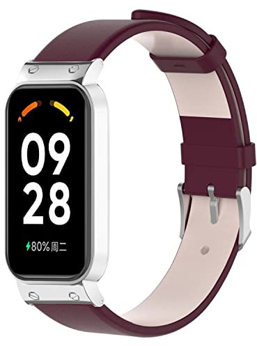 SMYAOSI Cuero Correa para Xiaomi Smart Band 8 Active, Correa de PU Cuero Clásicas Correa para Mi Band 8 Active, Cuero Correa para hombre y mujer para Xiaomi Band 8 Active Smartwatch (Morado)