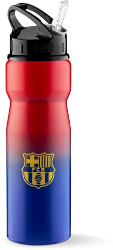 FC Barcelona Trinkflasche mit Strohhalm Metall Trinkflasche 750ml Auslaufsicher Sport Trinkflasche Gym Water Bottle - Fussball Geschenke