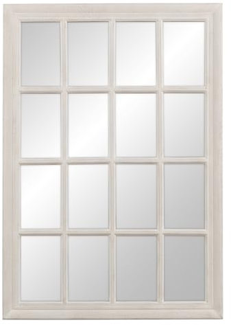 LOLAhome Espejo Ventana Blanco Roto de Madera de paulonia de 70x100 cm