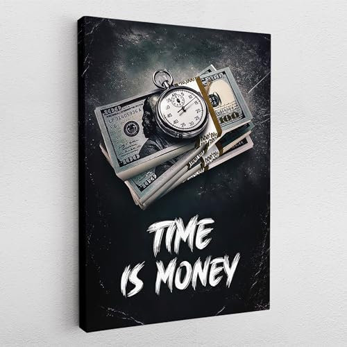 Leinwand Pop-Art Graffiti Time Is Money Geld Dollar Abstrakt Wandbilder Wohnzimmer Schlafzimmer Büro Wanddekoration Deko XXL günstig (Leinwand, 40x30 cm)