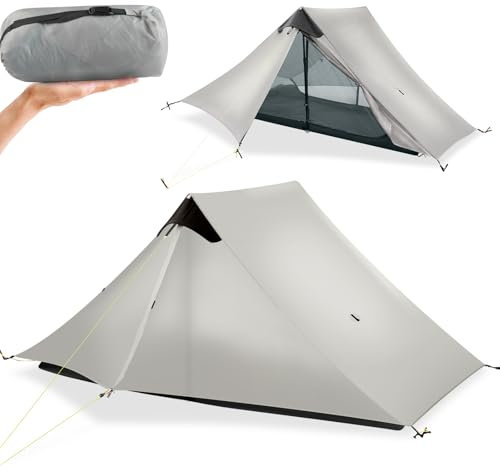 KIKILIVE ultraleichtes Campingzelt Neues LanShan für den Außenbereich,2 Personen Zeltunterstand perfekt für Camping,Rucksacktourismus und Wanderungen Grau