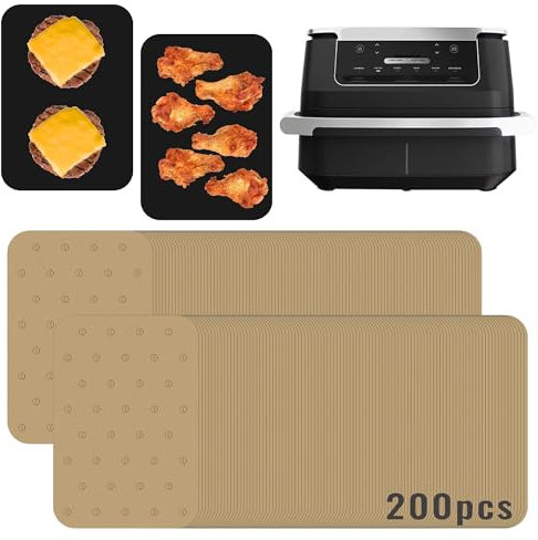 INFRAOVENS Air Fryer Parchment Paper for Ninja Foodi DZ071 6-in-1 DualZone FlexBasket & Divider Paper Liners for Dual Zone, 2 Double Basket, Unbleached Airfryer Accessories Sheets, Disposable Inserts
