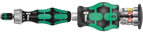 Wera 05051461001 1/4 x 142 816 RA Ratchet Screwdriver - Silver & Kraftform Kompakt Stubby Magazine 2, 6 Pieces, 05008874001