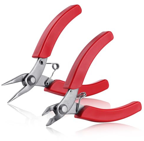 SPEEDWOX 2 Stück Mini Spitzzangen lang und kurz - 11,4 cm, bündige Seitenschneider, schräge Seitenschneider, Stahlschneider