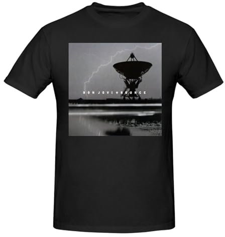 Bon Music Jovi Herren-T-Shirt, kurzärmelig, Rundhalsausschnitt, klassische Passform, lässig, Sport, dehnbar, Schwarz, Schwarz , M