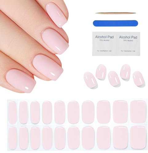 22 Pcs Bande de Gel Semi-Durci pour Ongles, Auto-Adhésifs Autocollant pour Ongles en Gel, Faux Ongles Autocollants Lampe UV/LED Requise, Film pour Ongles Autoadhésif Qualité Salon