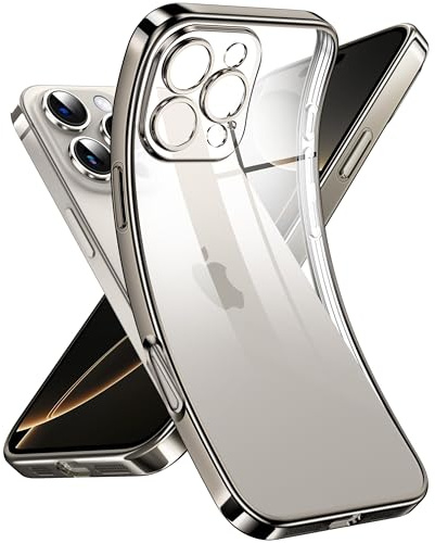 Supdeal Crystal Clear Hülle für iPhone 16 Pro, Niemals gelb mit Kameraschutz, Silikon Durchsichtig Handyhülle Weicher Passform, Ultra Dünn und Leicht Case Cover, 6,3, Titan Grau