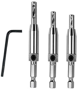 3 Pieces Quick Release Drill Bit Guide Set, 1/4 Hex Shank Hinge Drill Bit Set HSS Self Centering Drill Bits for Door Window Cabinet Hinge & Lock Applications (9/64'', 7/64'', 5/64'')