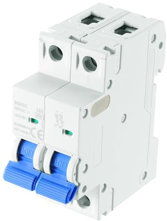 QUARKZMAN 1pz Interruttore Magnetotermico Miniaturizzato 2P 63A Dc 500V M80Dc Montaggio Rotaia Din Interruttore Disconnessione Protezione Termica Magnetica per Cortocircuito, Blu