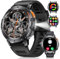 Smartwatch Herren mit LED Taschenlampe,1,43'' AMOLED Militär Smart Watch mit Telefonfunktion,Herzfrequenz Schlafüberwachung 120+ Sportmodi,5ATM Wasserdicht Fitnessuhr,530mAh Akku,2 Silikon Armbänders