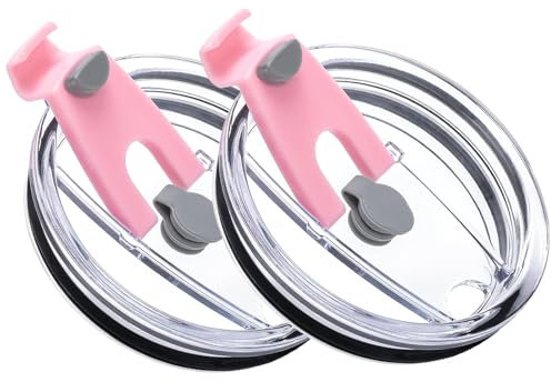 20 oz Tumbler Lids, 2 Pack Spillproof Splash Resistant Lid for Yeti,Beast,Juro,Ozark Trail,Atlin,Coffee Mug and More Cooler Cup,Covers for 20 Ounce Tumbler (Pink, 20 OZ)