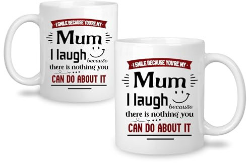 Mum Mother Presents Mother's Day Coffee Cup - I Smile Because You're My Mum Gift Mugs for Women Ideas Gift for Mum Birthday Christmas from Daughter Son Ceramic Mug 11 oz, White (Mum-3)