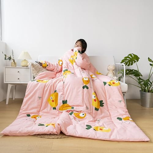 Somsiwey Tragbare Lazy Quilt Weiche Decke mit Ärmeln, Bequeme Ärmel TV Wickeldecke, Lazy Quilt Überwurf für Frauen und Männer, Geschenk für Sie(Fish)