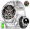 HIRREO Montre Connectée Homme pour Android iOS avec Appel Bluetooth 1,43 AMOLED Rond Smartwatch Homme 530 mAh Argent Acier Montre Homme Connectée avec Lampe de Poche LED Santé Moniteur,100+ Sport