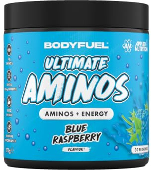 Applied Nutrition BodyFuel Amino Energy BCAA Powder Blue Raspberry 270g | BCAA, Amino Acids, L-Glutamine, Citrulline Malate, Taurine, Energy & Focus, 100mg Caffeine per 9g Serving - (30 Servings)
