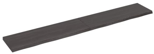 Schwebendes Eichenholz-Wandregal, 180 x 30 cm, rustikales Dekorregal für Wohnzimmer, Küche, Schlafzimmer, Wandmontage, Naturholzregal, dunkelbraun, Live-Edge-Regal