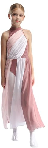 Zaldita Abito da Pattinaggio Artistico per Bambina con Chiffon Body da Balletto Leotards Danza Lirica Classica Abito da Ballerina Latino Americano Dancewear Dusty Pink 11-12 Anni