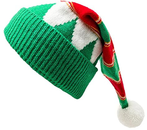 PLCPDM Weihnachtsmützen, Uni, Weihnachtsmannmütze, warme Mütze, Strick, Streifen, für Cosplay-Aktivitäten und Urlaubsmode