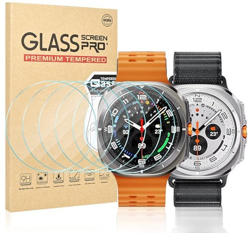Vozehui 6 Pack Screen Protector for Samsung Galaxy Watch 7 Ultra, High Definition Tempered Glass, 2.5D Ultra-Thin, Touch Sensitive, Easy Installation, for Samsung Galaxy Watch 7 Ultra