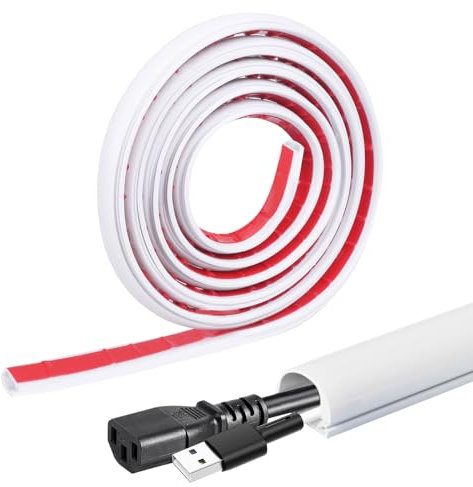 Niuoppy 2M Soft Cable Trunking, Self-Adhesive Wire Covers for Cables, PVC Cable Hiders External for House Office Wall Floor TV (White, 2 M)